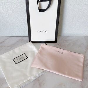 GUCCI Gift Bag Bundle Cosmetic Satin Bag Floral Print Logo Gift Bag
